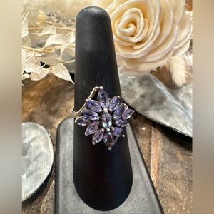 STAUER Art Deco Floral Tanzanite Sterling Silver Ring